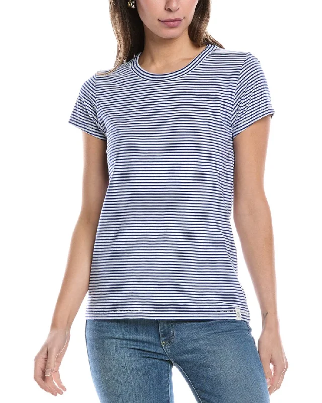 rag & bone The Slub Stripe T-Shirt-- Mesh Blend Leather Blend Suede Blend