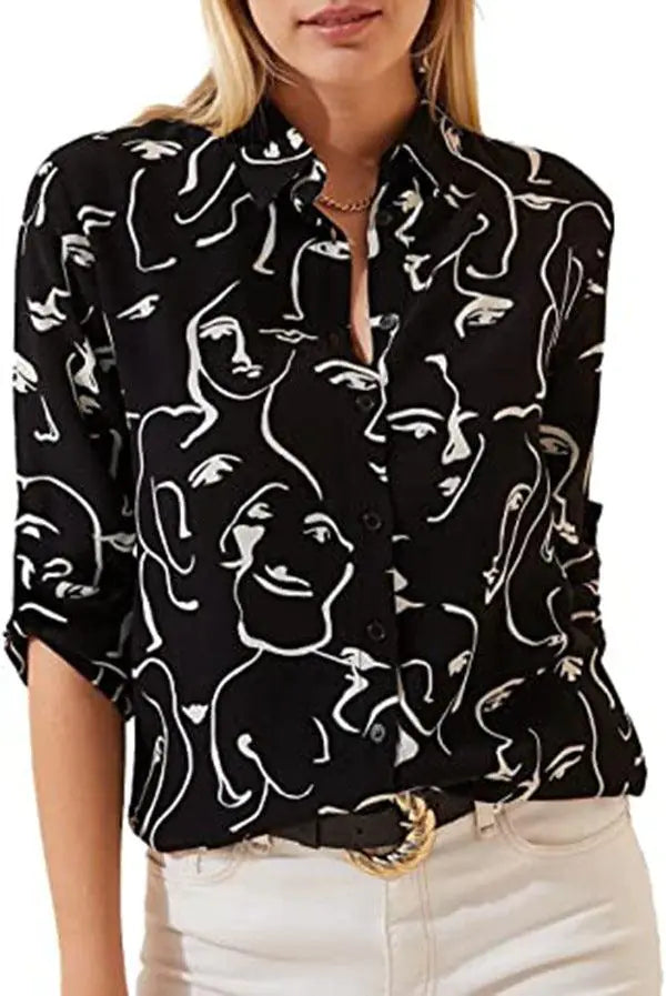 Fashion Long Sleeve Shirts-- Hooded Caped Shawl Collar