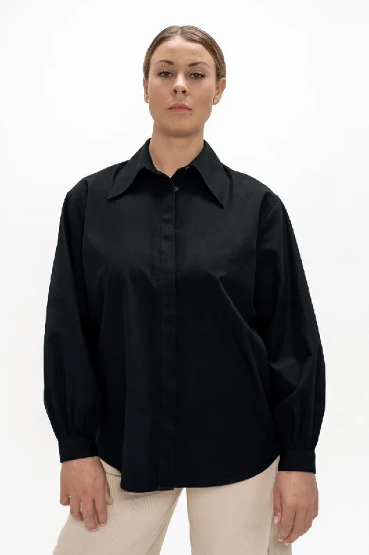 Prague - Collar Shirt - Eclipse-- Houndstooth Herringbone Solid
