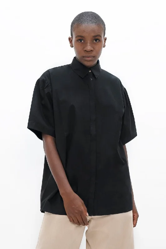 Vienna  - Short Sleeves Shirt - Eclipse-- Boxy Fit Fitted Loose