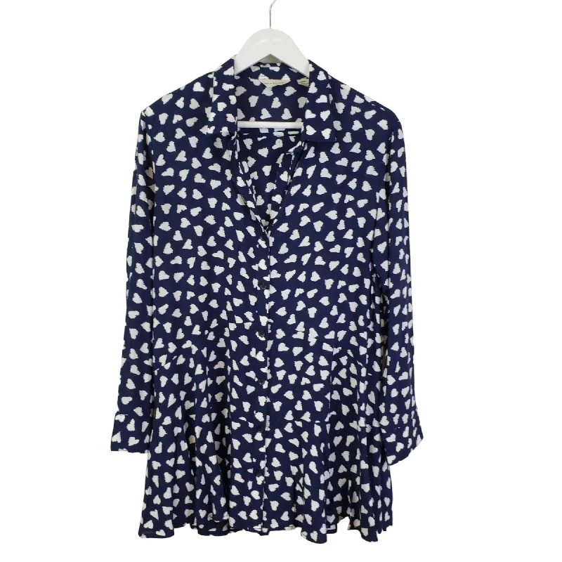 Anthropologie 11.1 Thylo Heart Print. Peplum Blouse Shirt Size Small-- Embroidered Appliqued Beaded