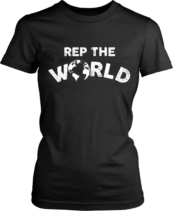 Rep The World T-shirt-- Hooded Caped Shawl Collar