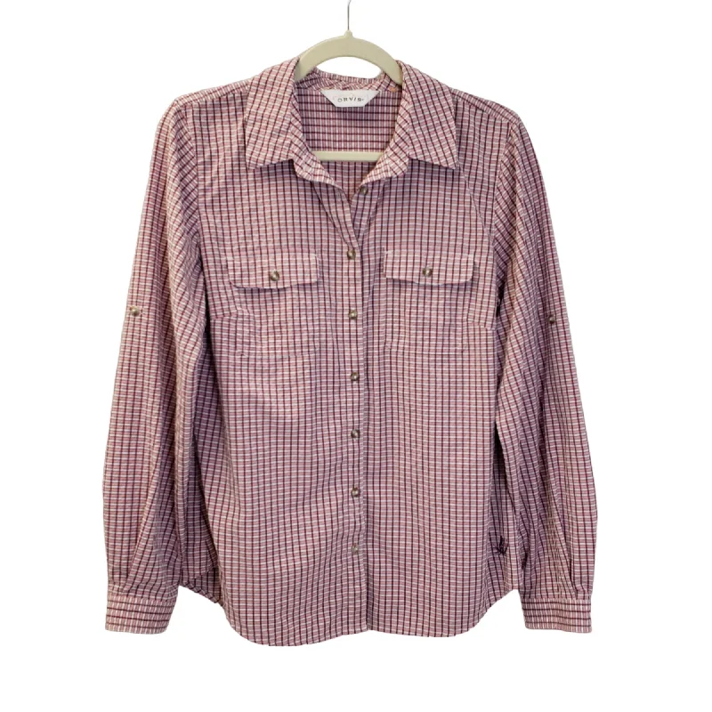 Orvis Plaid Button Down Shirt Size Medium (est)-- Machine Wash Dry Clean Hand Wash