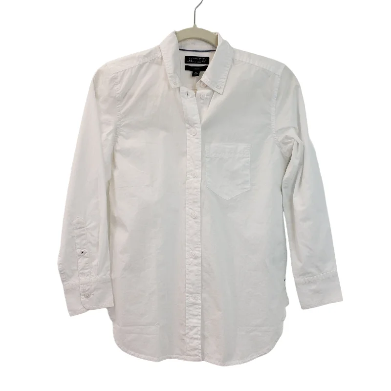 NWT J. Crew Classic Fit Washed Cotton Button Down Shirt Size 0 Petite-- Anti-Shrink Durable Soft