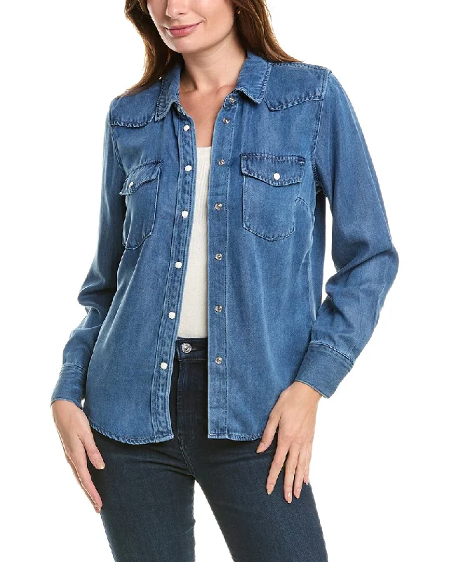 7 For All Mankind Western Denim Shirt-- Spandex Blend Rayon Blend Denim Blend