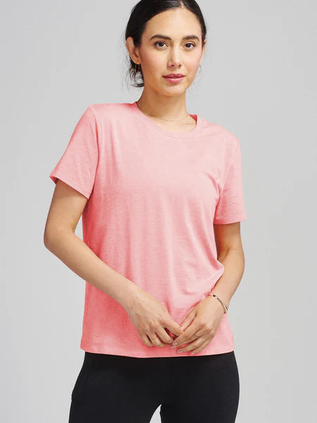 tasc Performance Women's All Day T - Shirt in Punch Heather-- Chenille Fabric Brocade Fabric Lace Fabric