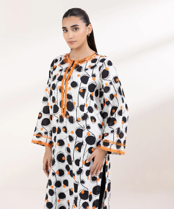 Embroidered Light Khaddar Shirt-- Thin T-Shirt Open Front Quick Dry