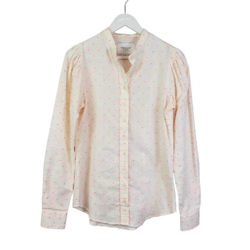 The Shirt Rochelle Behrens Bunny & Babe Polka Dot Puff Sleeve Blouse Size XS-- Zippered Buttoned Snapped