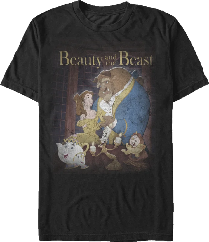 Beauty And The Beast Poster Art T-Shirt-- Chenille Fabric Brocade Fabric Lace Fabric