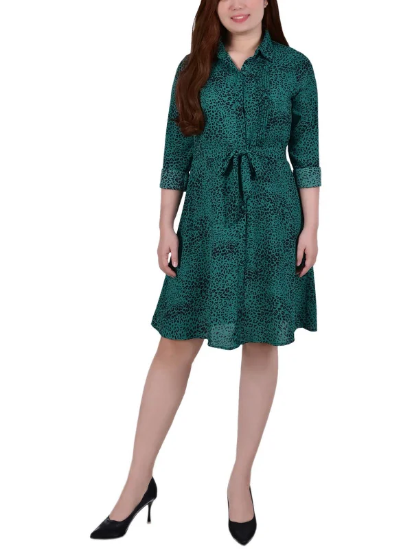 Petites Womens Short Shirtdress-- Satin Fabric Silk Fabric Chiffon Fabric