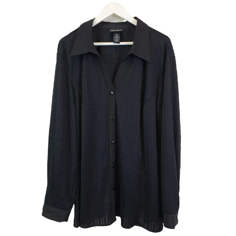 Maggie Barnes Textured Button Down Shirt-- Terry Blend Velvet Blend Canvas Blend