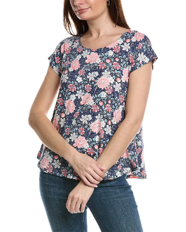 Bobeau Crossback T-Shirt-- Graphic Embroidered Appliqued
