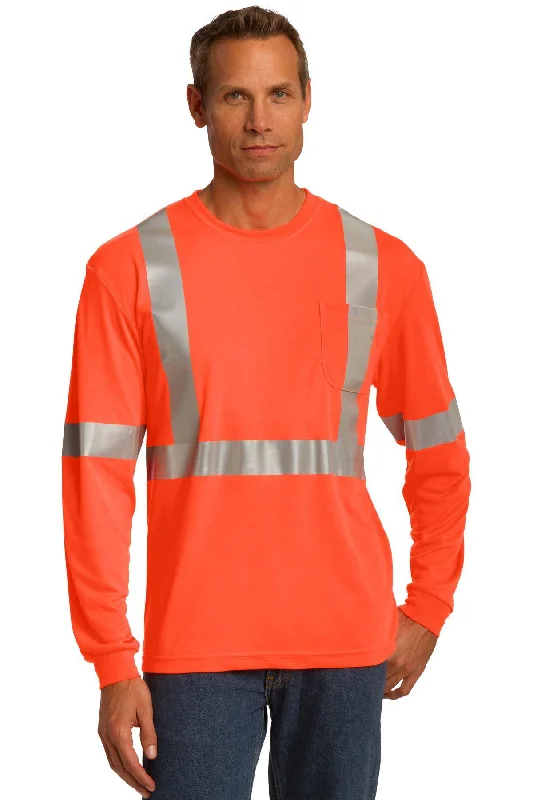 CornerStone ANSI 107 Class 2 Long Sleeve Safety T-Shirt. CS401LS-- Hooded Caped Shawl Collar