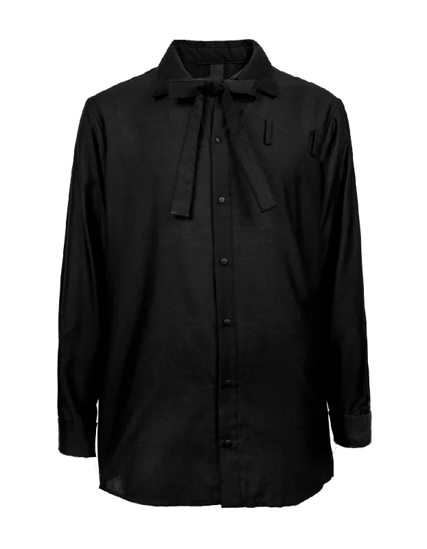 Deconstructed Collar Tie Shirt-- Boxy Fit Fitted Loose