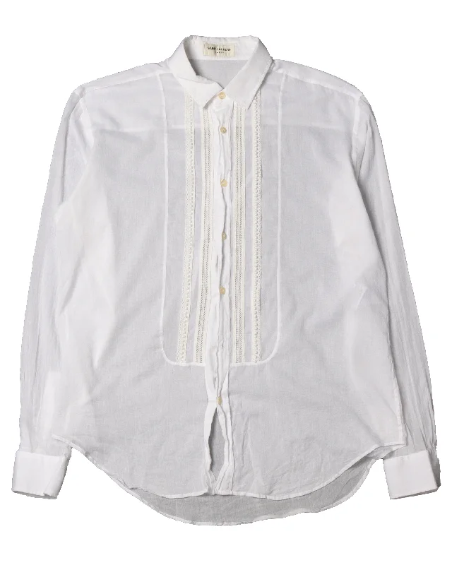 White Cotton Flared Shirt-- Fitted T-Shirt Seamless Stretchy