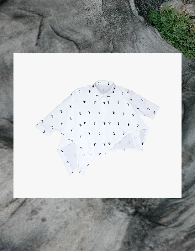 INF x “Grand Mother & Her Ghost” Asymmetric Short Sleeve Shirt -- Basic T-Shirt Crew Neck Short Sleeve