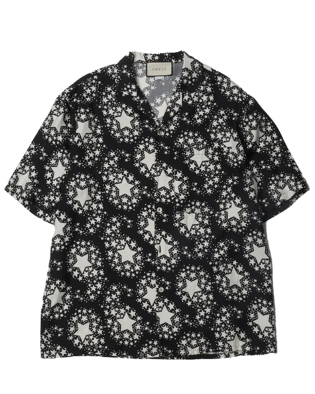 Silk Star Pattern Shirt-- Chenille Brocade Lace