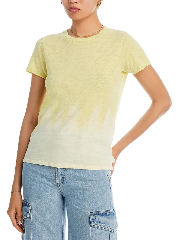 Womens Slub Tie-Dye T-Shirt-- Silk Blend Satin Velvet