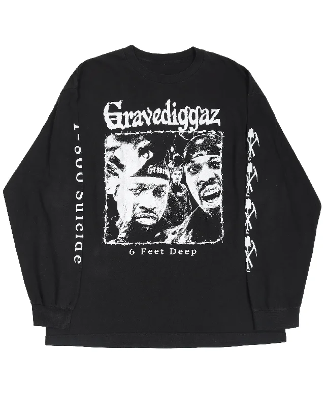 Gravediggaz '6 Feet Deep' Graphic L/S T-Shirt-- Chenille Fabric Brocade Fabric Lace Fabric