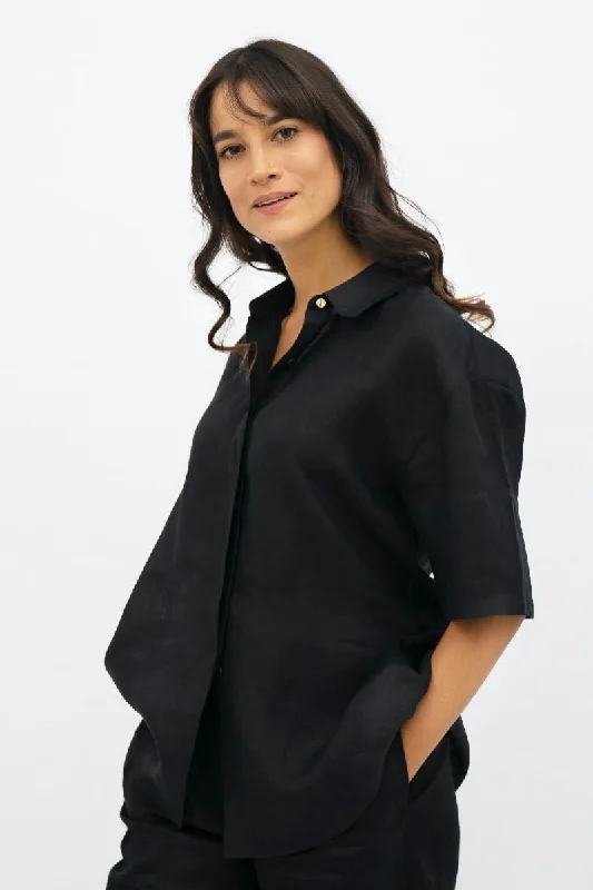 Seville  - Short Sleeves Shirt - Licorice-- Casual Formal Business