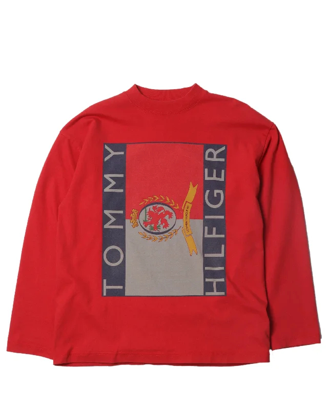 Tommy Hilfiger Oversized Long-Sleeve T-Shirt-- Ribbed T-Shirt High Neck Heavyweight