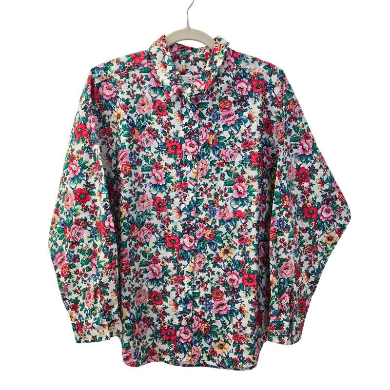 Talbots Petite Floral Button Down Shirt Size LP-- Welt Pockets Slit Pockets Flap Pockets