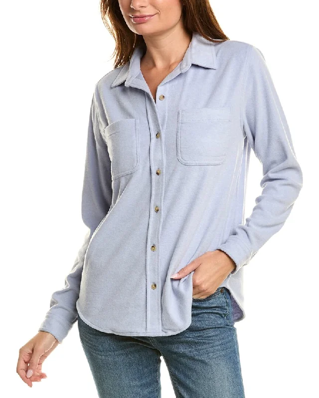 beachlunchlounge Sally Brushed Flannel Shirt-- Print Jacquard Patchwork