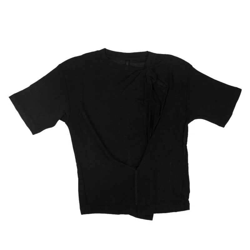 Unravel Project Silk Pintuck T-Shirt - Black-- Casual Formal Business