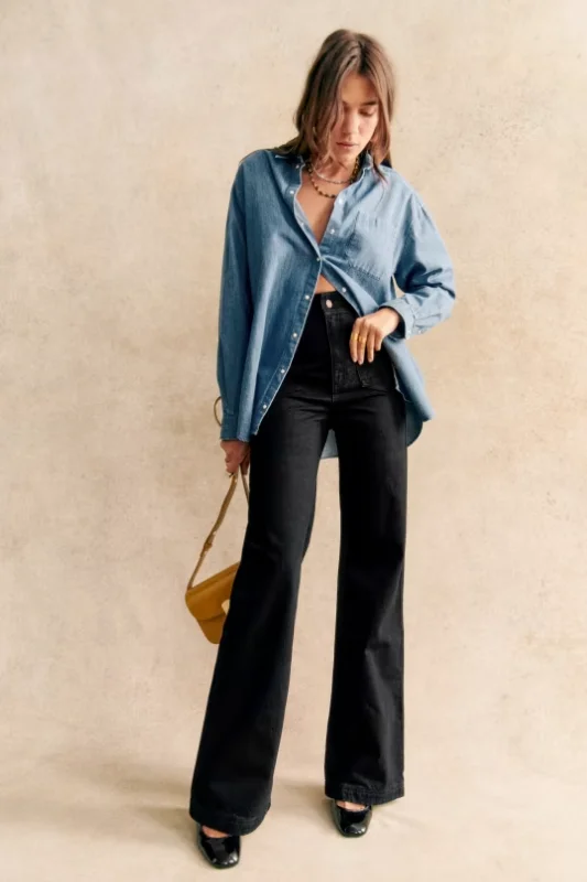 Max Shirt - Baby Blue-- Rayon Velvet Corduroy