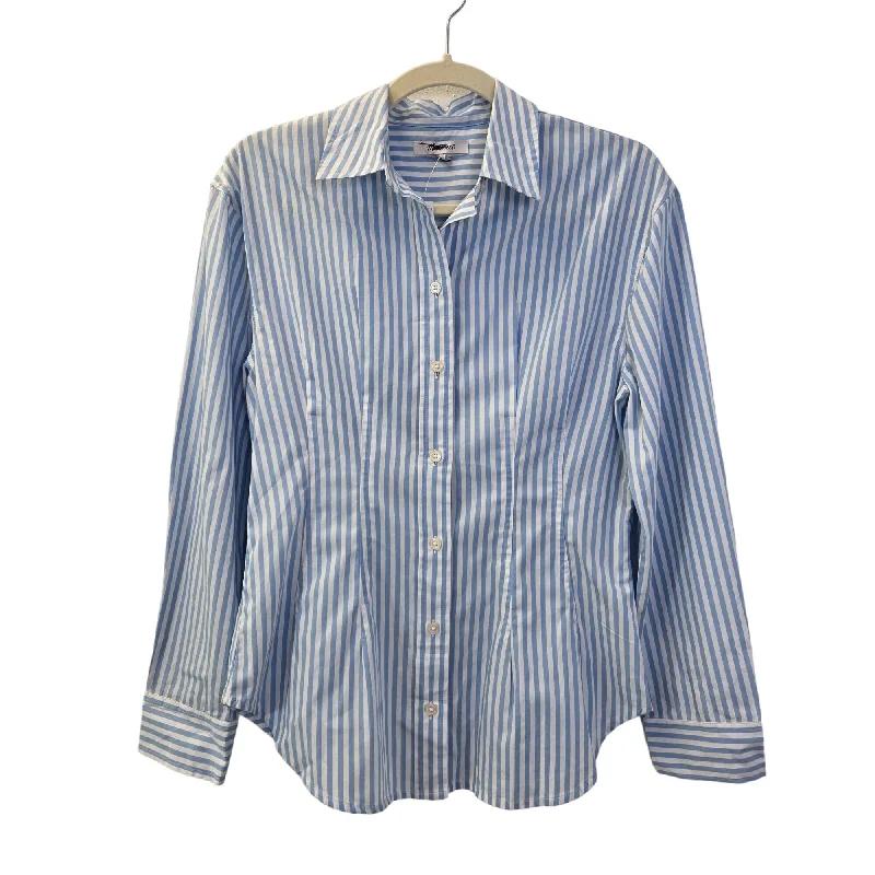 NWT Madewell Longline Striped Waisted Button Down Shirt Size 2-- Real Fur Shearling Chenille