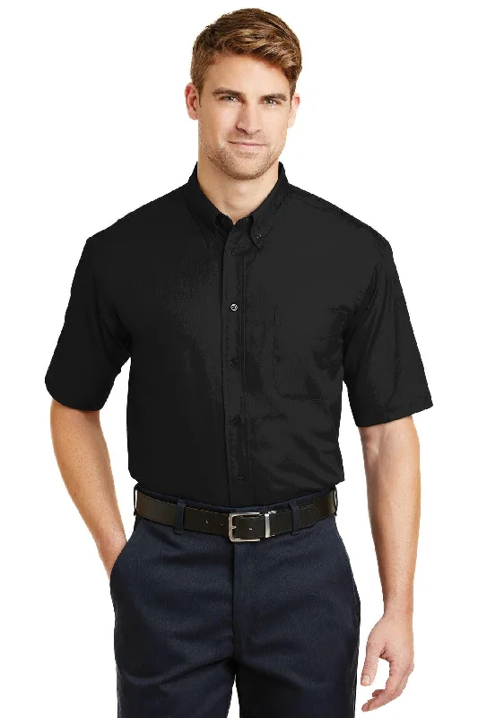 CornerStone - Short Sleeve SuperPro Twill Shirt. SP18-- Wool Fabric Cashmere Fabric Tweed Fabric