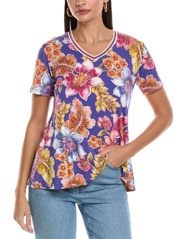 Johnny Was The Janie Favorite T-Shirt-- V-Neck T-Shirt Long Sleeve Cotton