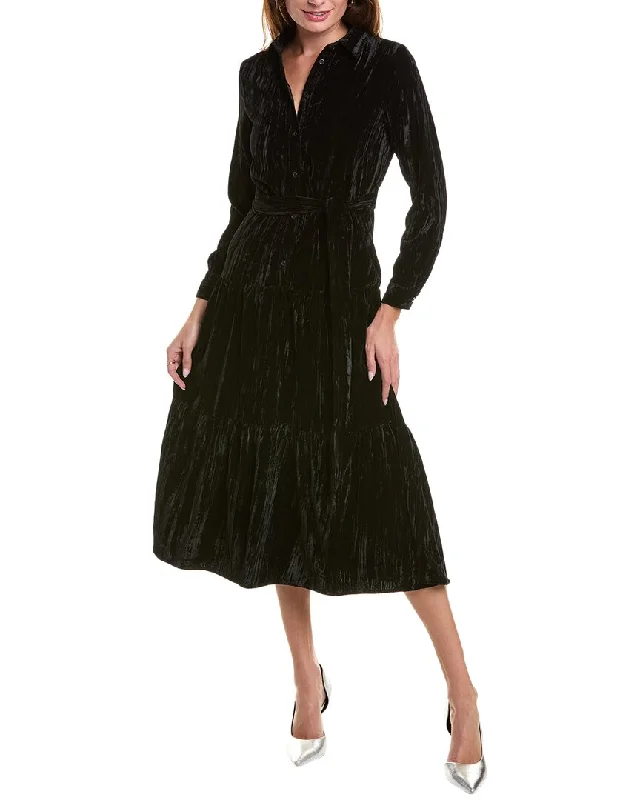 YAL New York Velvet Shirtdress-- Collared Crew Neck Turtle Neck