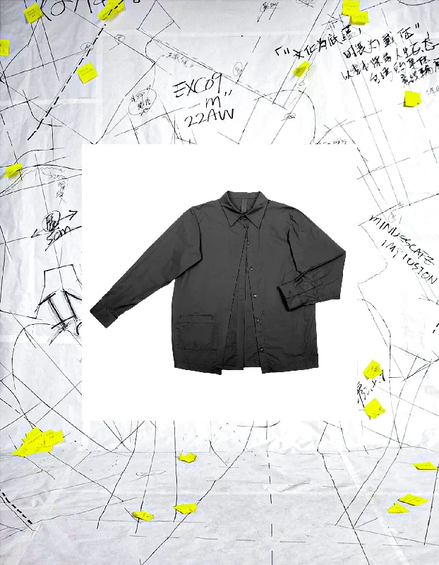 Triple Pleated Deconstructed Shirt-- Chenille Blend Fleece Blend Nylon Blend