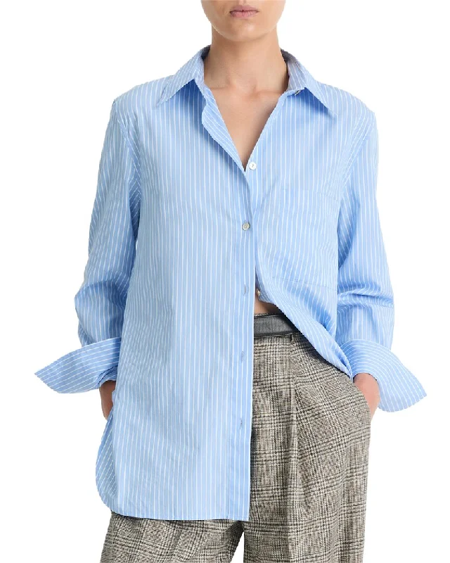 Vince Relaxed Straight Shirt-- Hooded Caped Shawl Collar