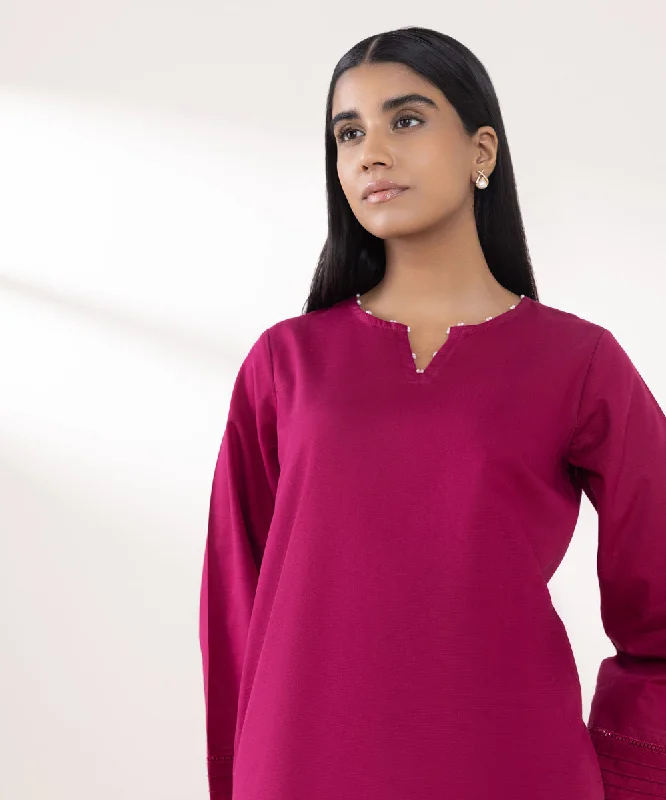 Solid Khaddar Shirt-- Silk Blend Satin Velvet