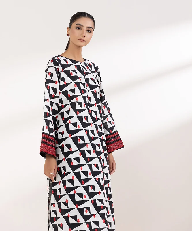 Embroidered Khaddar Shirt-- Modern Contemporary Chic