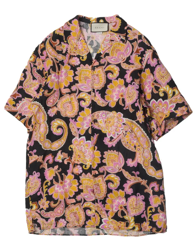 Paisley Linen Shirt-- Handmade Hand-knitted Hand-woven