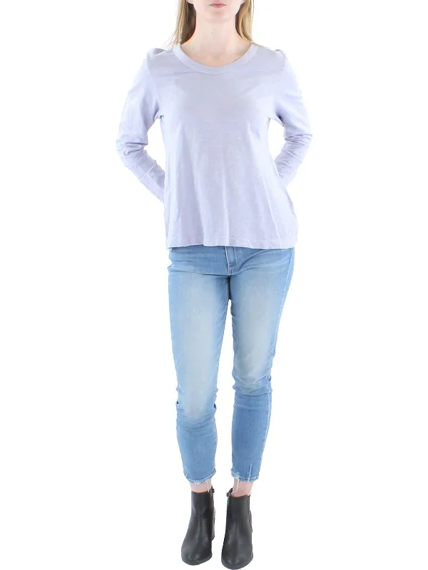Womens Cotton Slub T-Shirt-- Ribbed T-Shirt High Neck Heavyweight