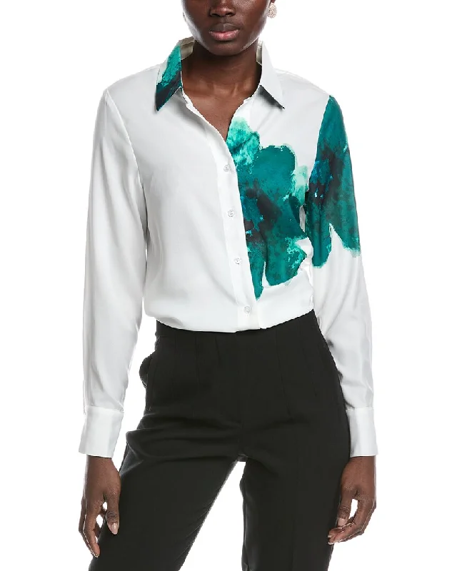 Gracia Flower Shirt-- Houndstooth Herringbone Solid