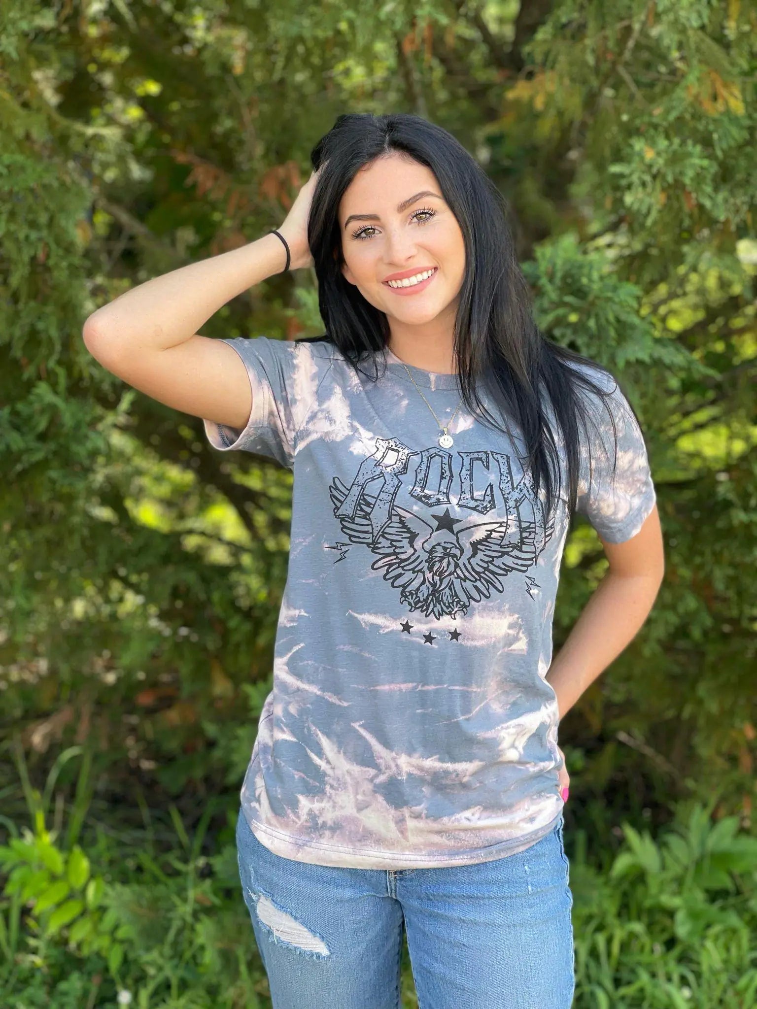 Bleached Rock Tee: Blue Version T-Shirt-- Cashmere Blend Cotton Blend Poly Blend