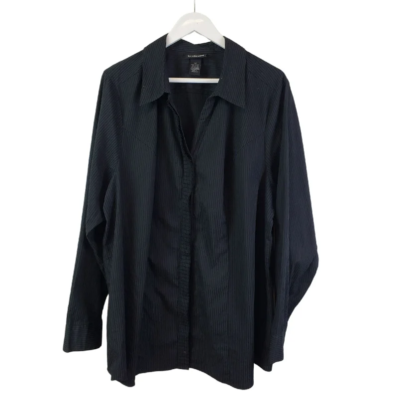 Lane Bryant Striped Metallic Button Down Shirt Size 24-- Real Fur Shearling Chenille