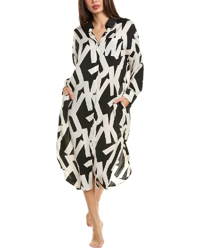 DKNY Oversized Maxi Sleep Shirt-- Notch Collar Peter Pan Collar Cowl Neck