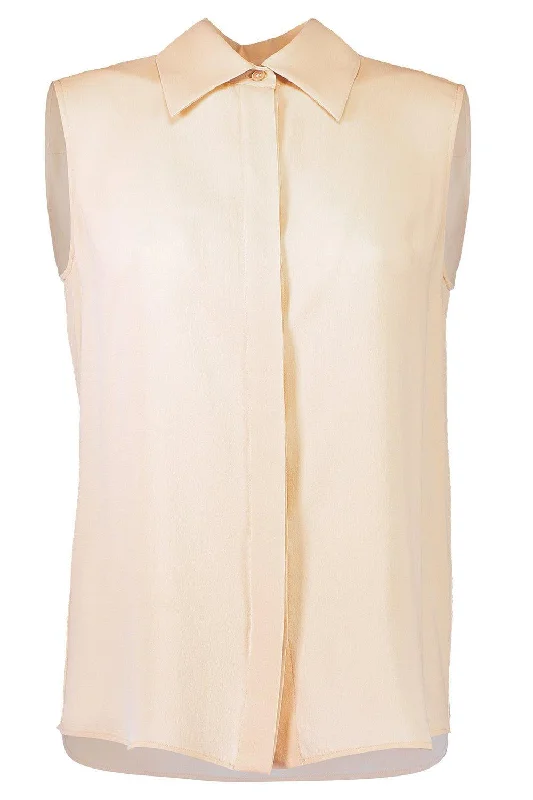 Sleeveless Hansen Shirt - Nude-- Mesh Blend Leather Blend Suede Blend