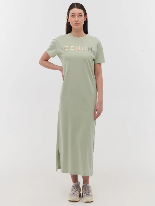 Tussah Chest Logo T-Shirt Dress-- Mesh Blend Leather Blend Suede Blend