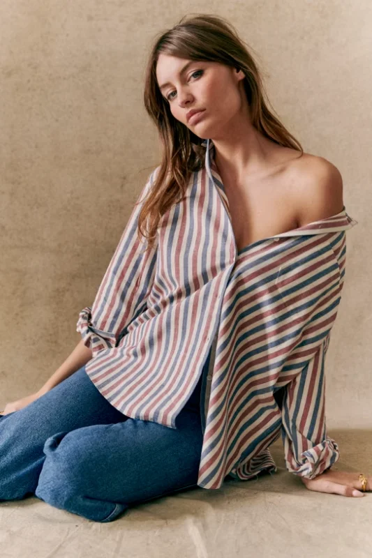 Max Shirt - stripes-- Beaded Sequined Faux Fur