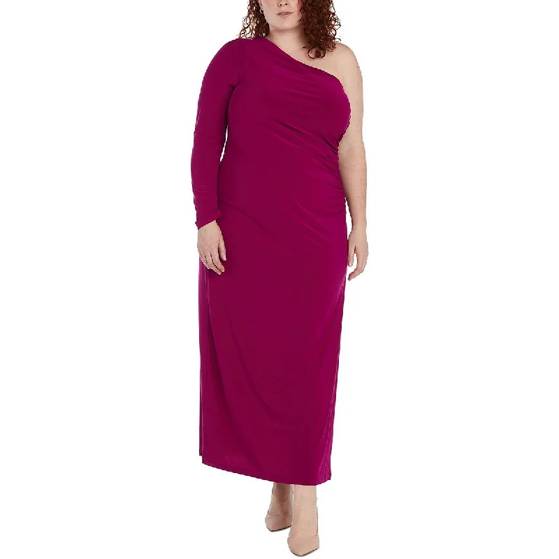 NW Nightway Womens Plus Jersey One Shoulder Evening Dress Tunics Sophisticated sleek
