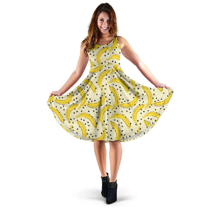 Banana Dot Pattern Print Dress Tunics Ceremony elegant