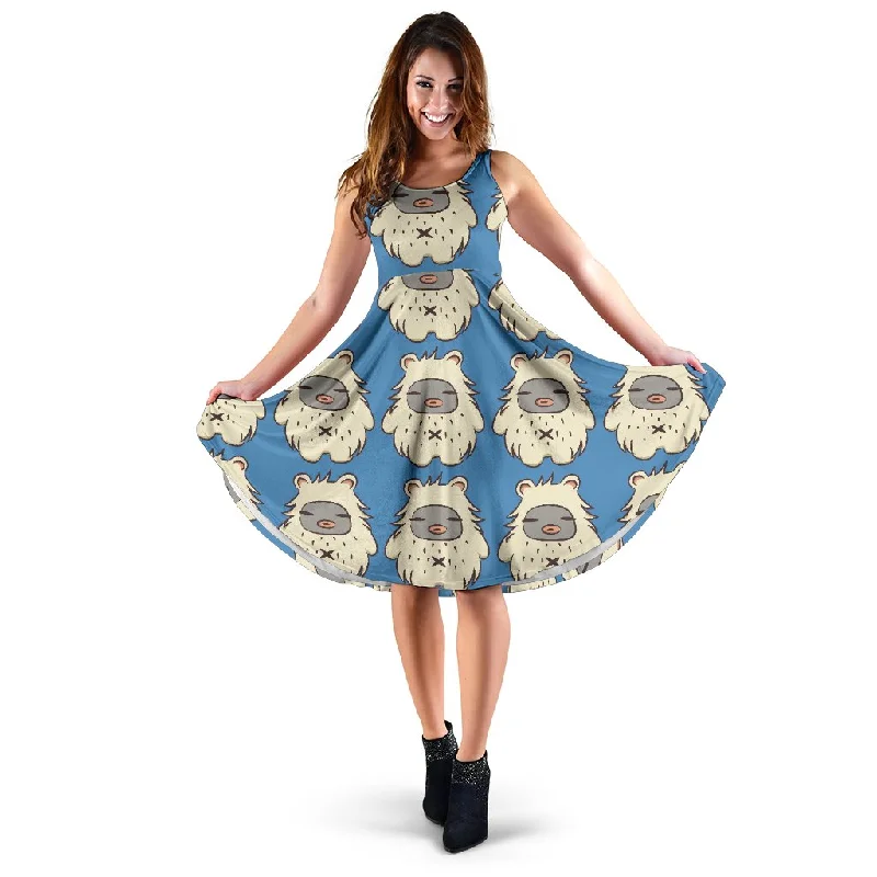 White Bigfoot Pattern Print Dress Tunics Chinos classic