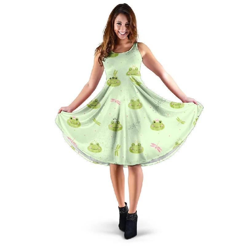 Frog Prince Crown Pattern Print Dress Tunics Sale discount
